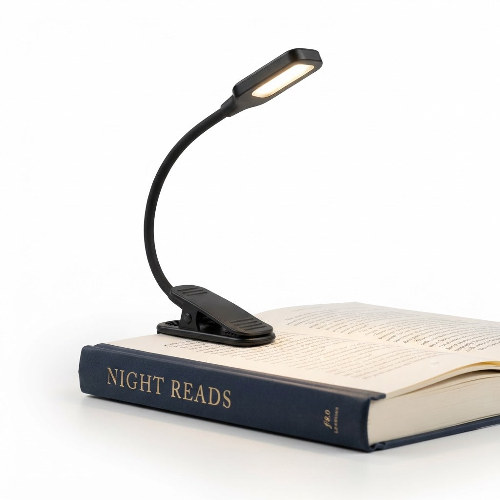 Retractable clip-on LED book reading light