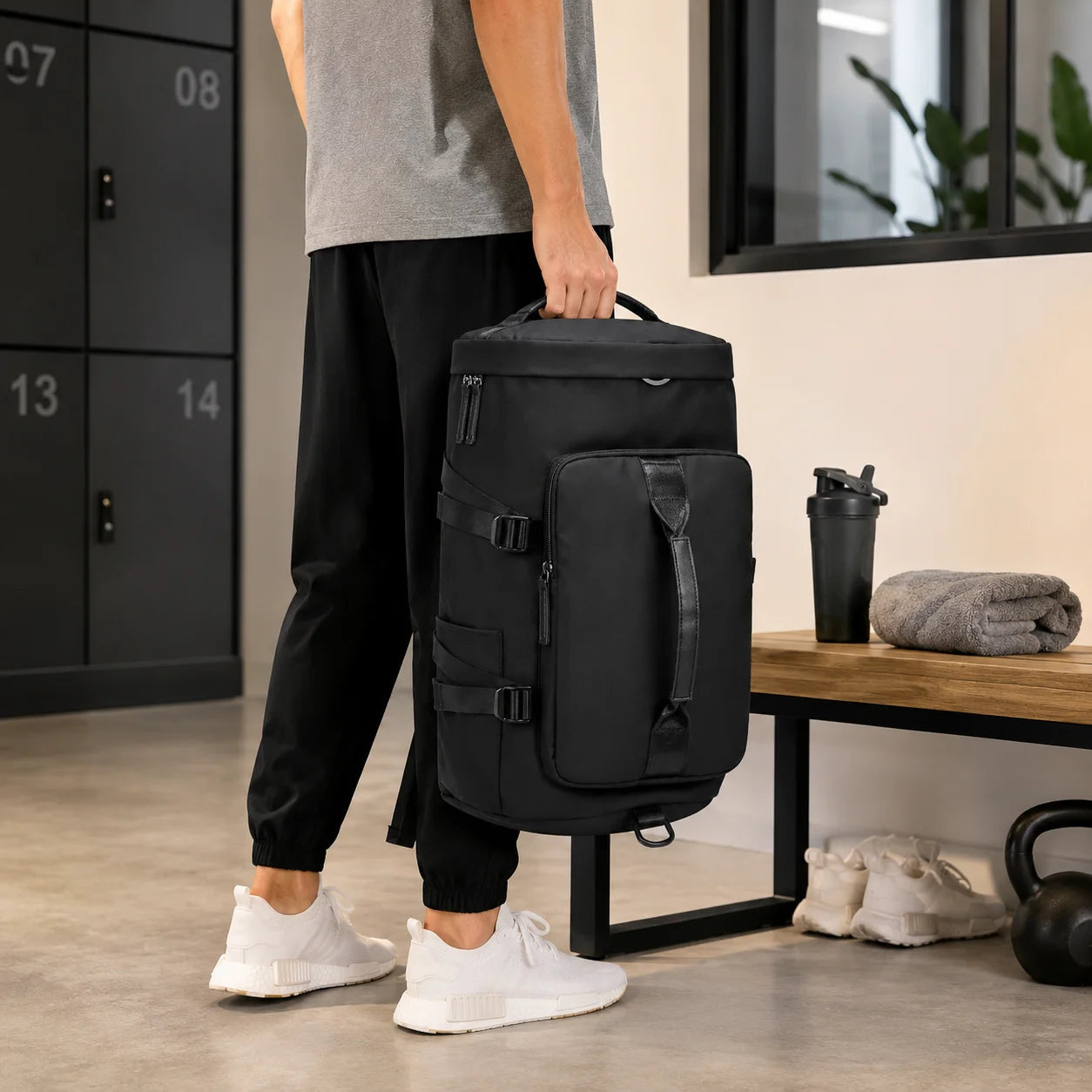 Overnight Bag Gym Travel Duffle Bag for Men and Women Weekender, Multifunctional, Black