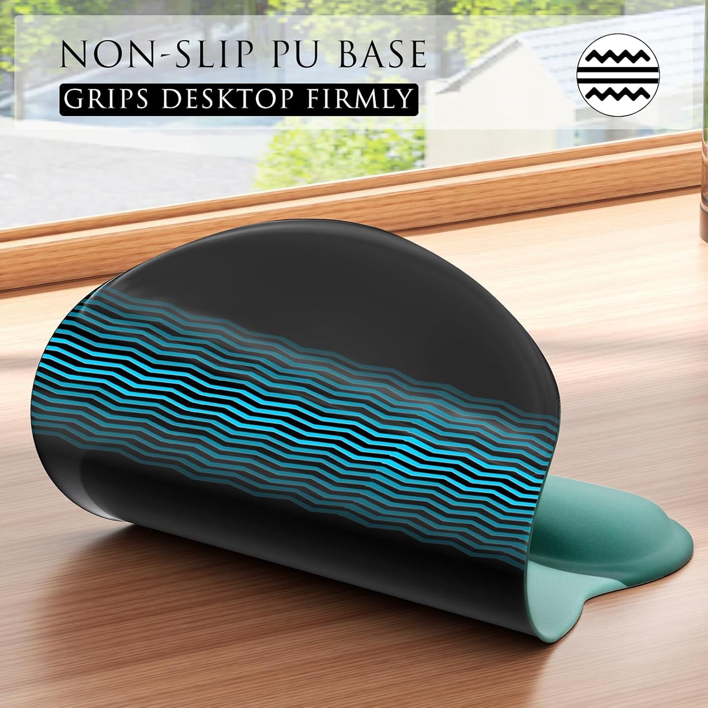 Ergonomic Mouse Pad with Gel Wrist Rest, 9.4 X 8.1 In, Green Gradient | Ergonomic Shape Design, Multiple Pattern Options, Gel Wrist Comfort, Smooth Lycra Surface, Non-Slip PU Base