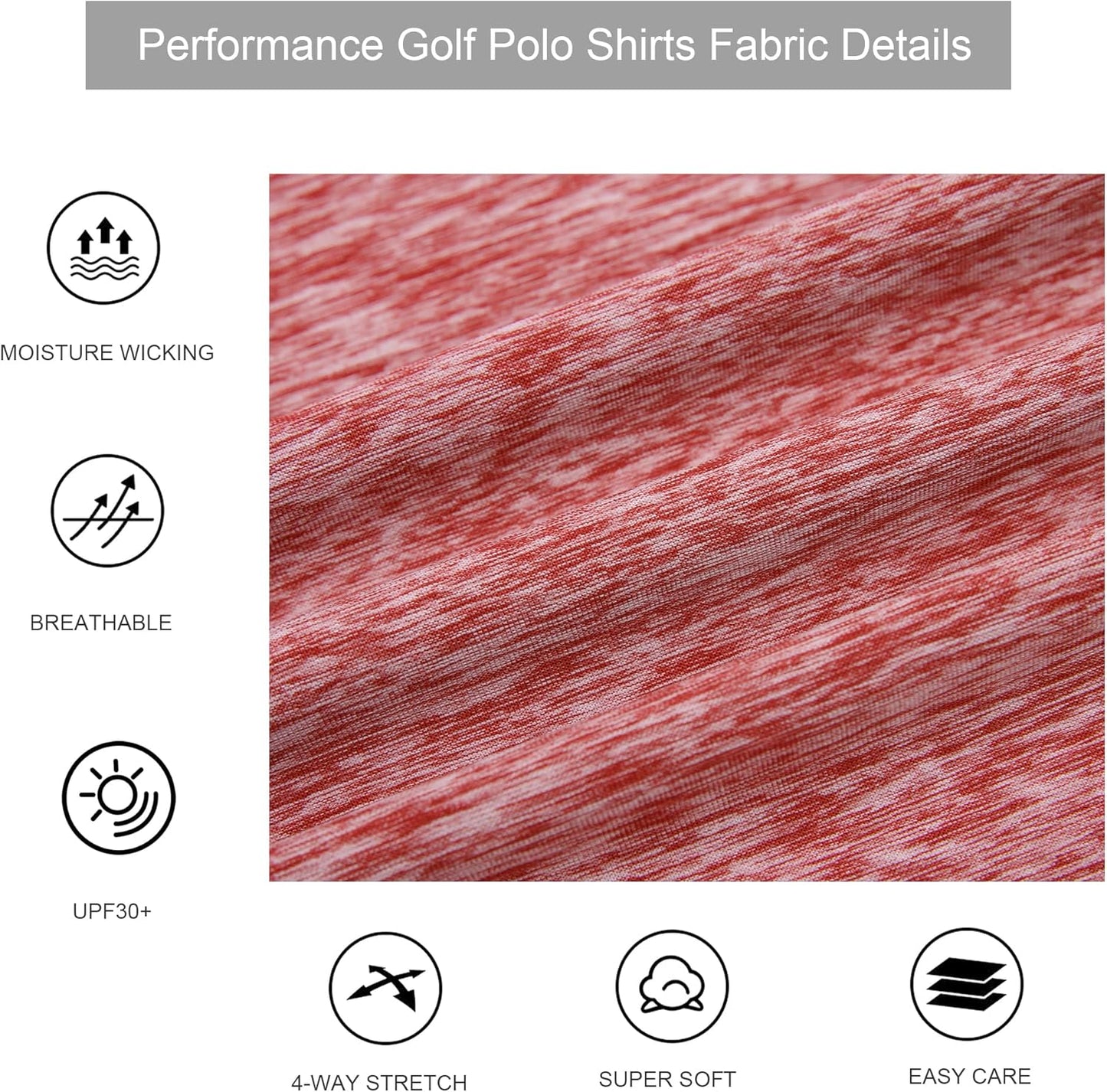 Mens Golf Shirt Moisture Wicking Quick-Dry Short Sleeve Polo | Upf40,Soft & Stretch,Sweat Resistant,Multi-Scene Sports & Office Apparel