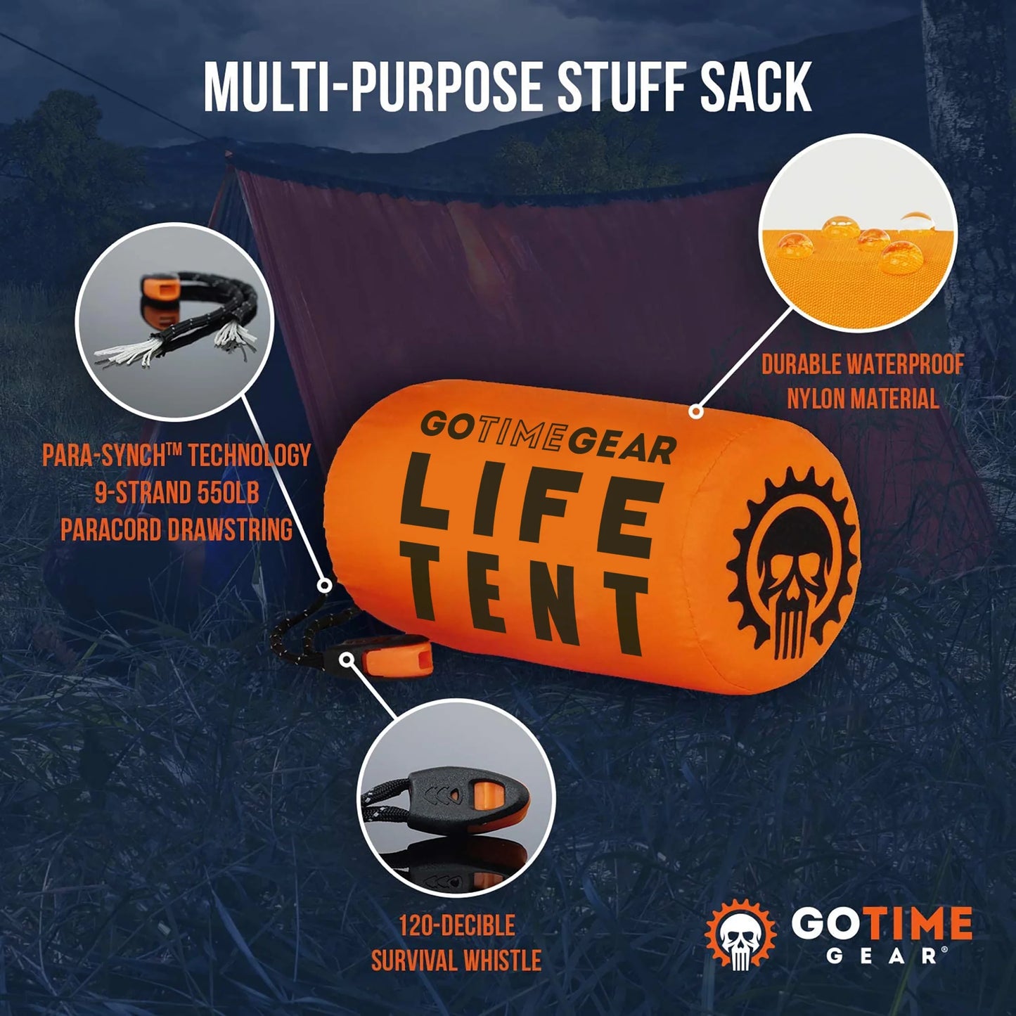 Life Tent 2-Person Emergency Survival Shelter, Waterproof Thermal Tube Tent, Orange
