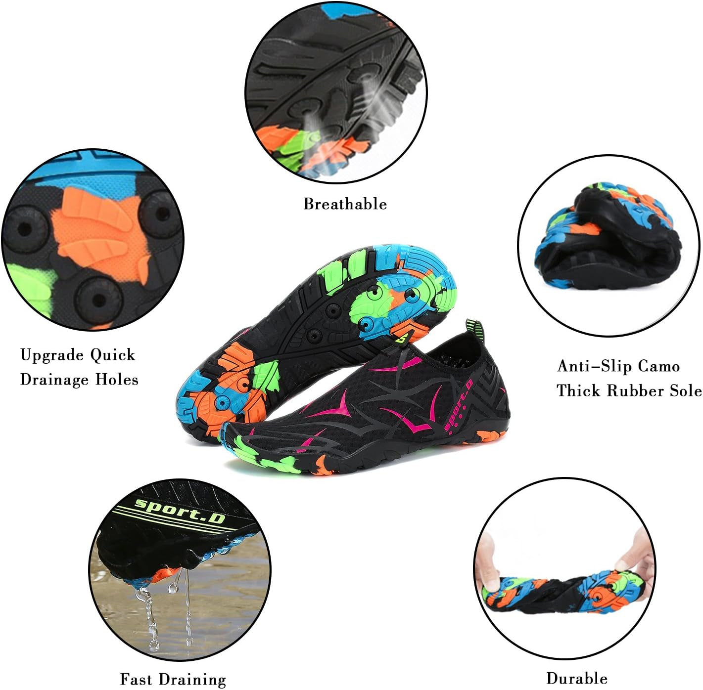 Womens Mens Water Shoes Barefoot Aqua Shoes Quick Dry Beach Swim Shoe for Diving Kayaking Surfing Water Sports