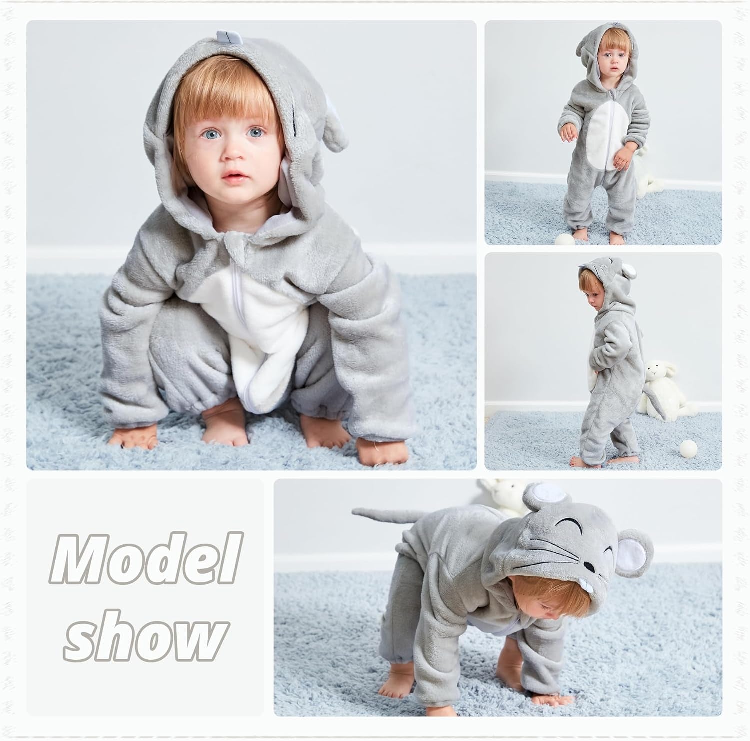 Unisex Baby Animal Costume Flannel Hooded Romper Cosplay Jumpsuit | Halloween, Winter Autumn Onesie, 0-5T, Machine Wash