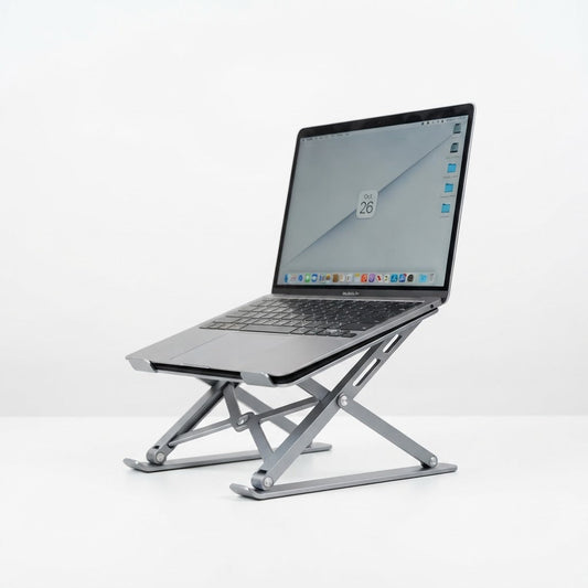 Foldable aluminum ergonomic laptop stand riser for home office desk