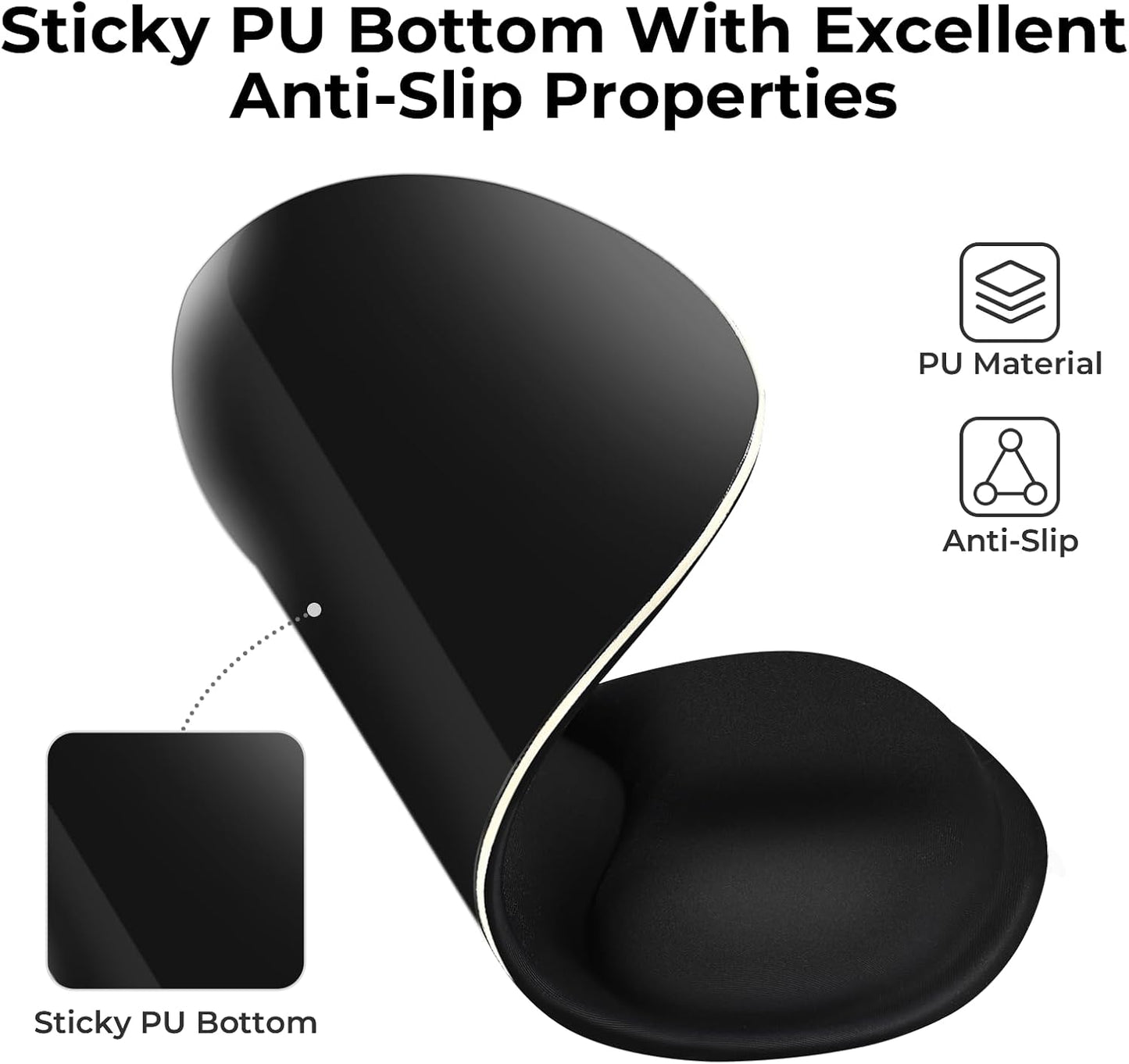 Ergonomic Mouse Pad with Gel Wrist Rest Support, Middle Concave Design for Natural Wrist Alignment, Non-Slip Base Mousepad for Laptop, Computer, Office Desk Accessories, Carpal Tunnel Syndrome