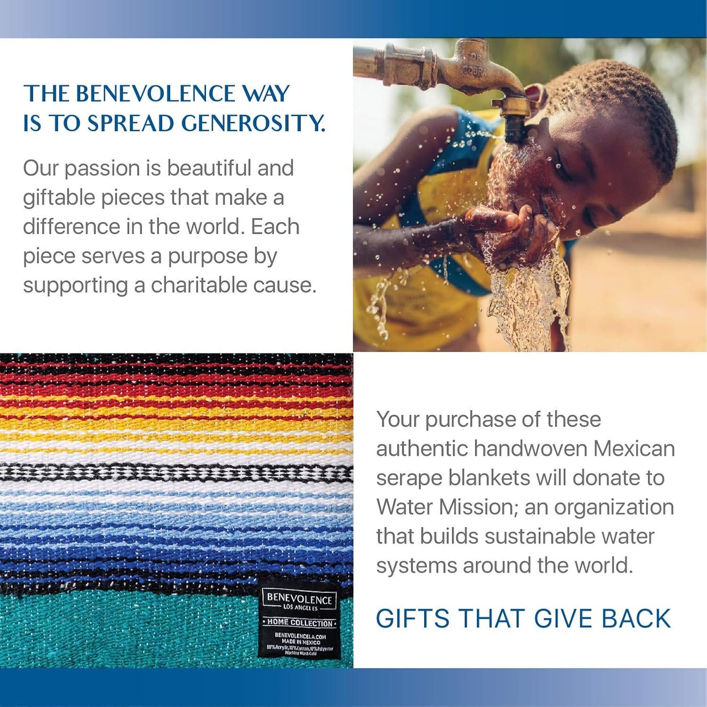 Mexican Blanket, Authentic Handwoven Yoga Blanket & Outdoor Blanket, Made by Traditional Mexican Artisans, Saddle Blanket, Beach Blanket, Picnic Blanket, & Car Blanket 75 X 52 - Agua