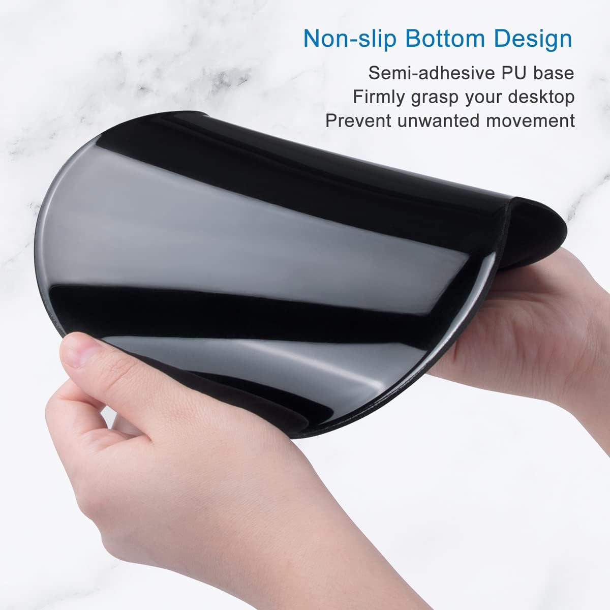 Ergonomic Mouse Pad with Gel Wrist Support Small Wrist Rest Smooth Surface Non-Slip PU Base Comfortable Office Supplies Pain Relief, 8.7 X 7.2 Inches, Black Gold Marble