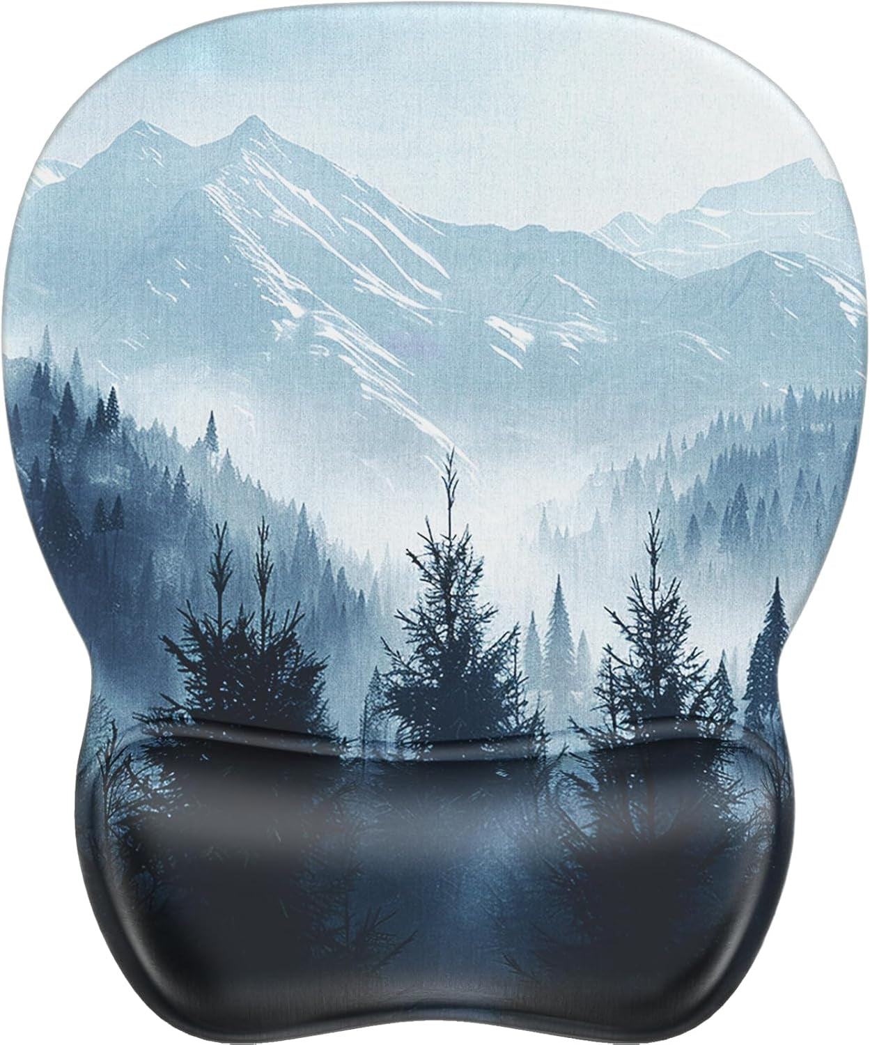 Ergonomic Mouse Pad with Gel Wrist Rest, 9.4 X 8.1 In, Cloud Forest | Ergonomic Shape Design, Multiple Pattern Options, Gel Wrist Comfort, Smooth Lycra Surface, Non-Slip PU Base