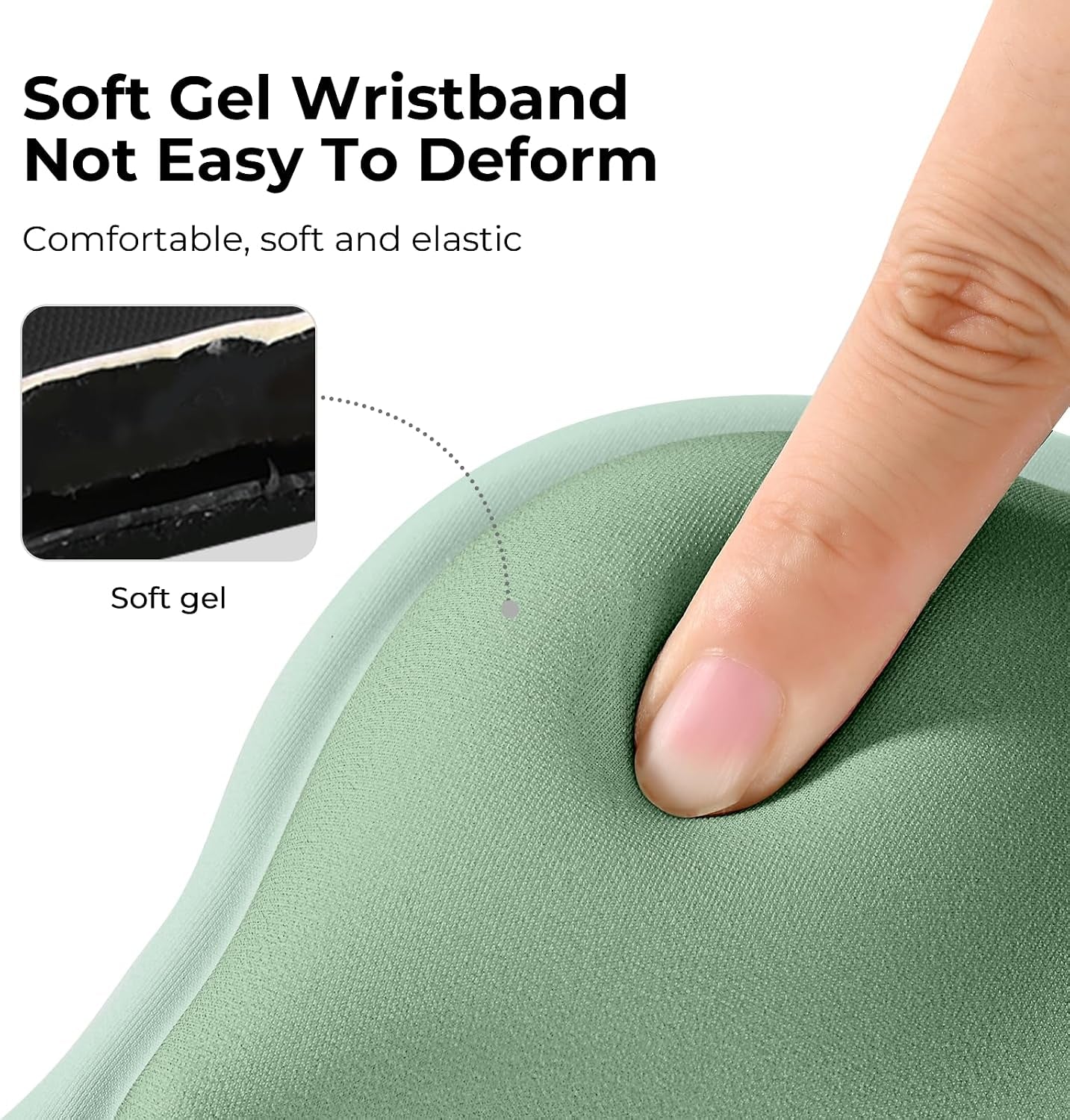 Ergonomic Mouse Pad with Gel Wrist Rest Support Middle Concave Design, Relieve Wrist Pain Mousepad, Non-Slip Base for Laptop, Office Desk Accessories, Carpal Tunnel Syndrome-Avocado Green