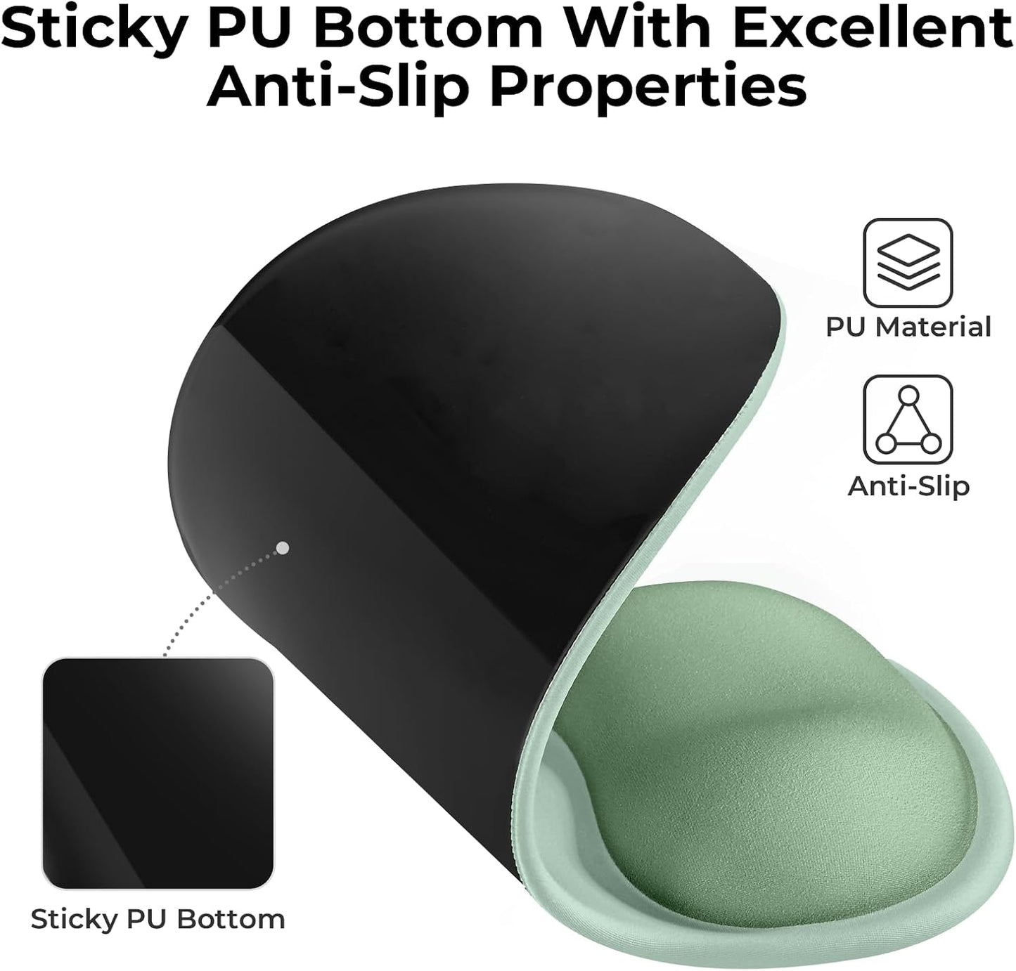 Ergonomic Mouse Pad with Gel Wrist Rest Support Middle Concave Design, Relieve Wrist Pain Mousepad, Non-Slip Base for Laptop, Office Desk Accessories, Carpal Tunnel Syndrome-Avocado Green