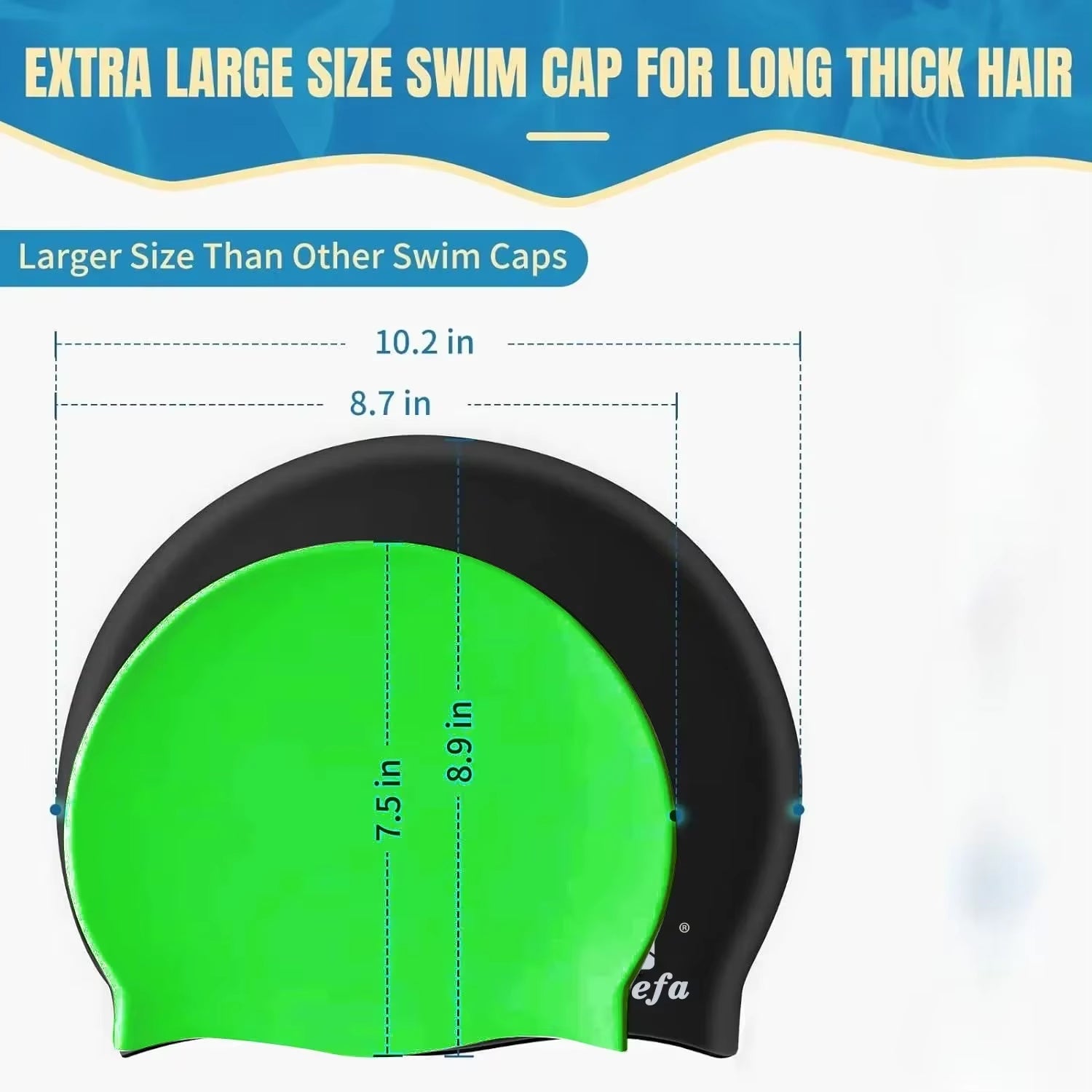 Extra Large Swim Cap for Women Long Hair Braids Dreadlocks, Silicone Bathing Swimming Caps, Weaves, Curls & Afros, Waterproof