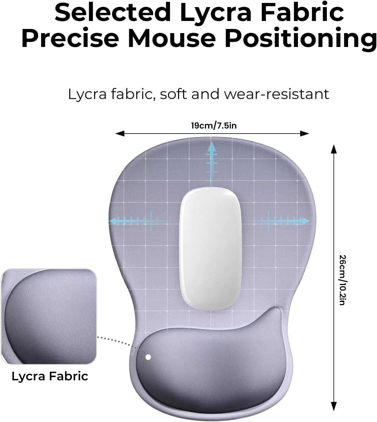 Ergonomic Mouse Pad with Gel Wrist Rest Support Middle Concave Design, Relieve Wrist Pain Mousepad, Non-Slip Base for Laptop, Computer, Office Desk Accessories, Carpal Tunnel Syndrome Grey