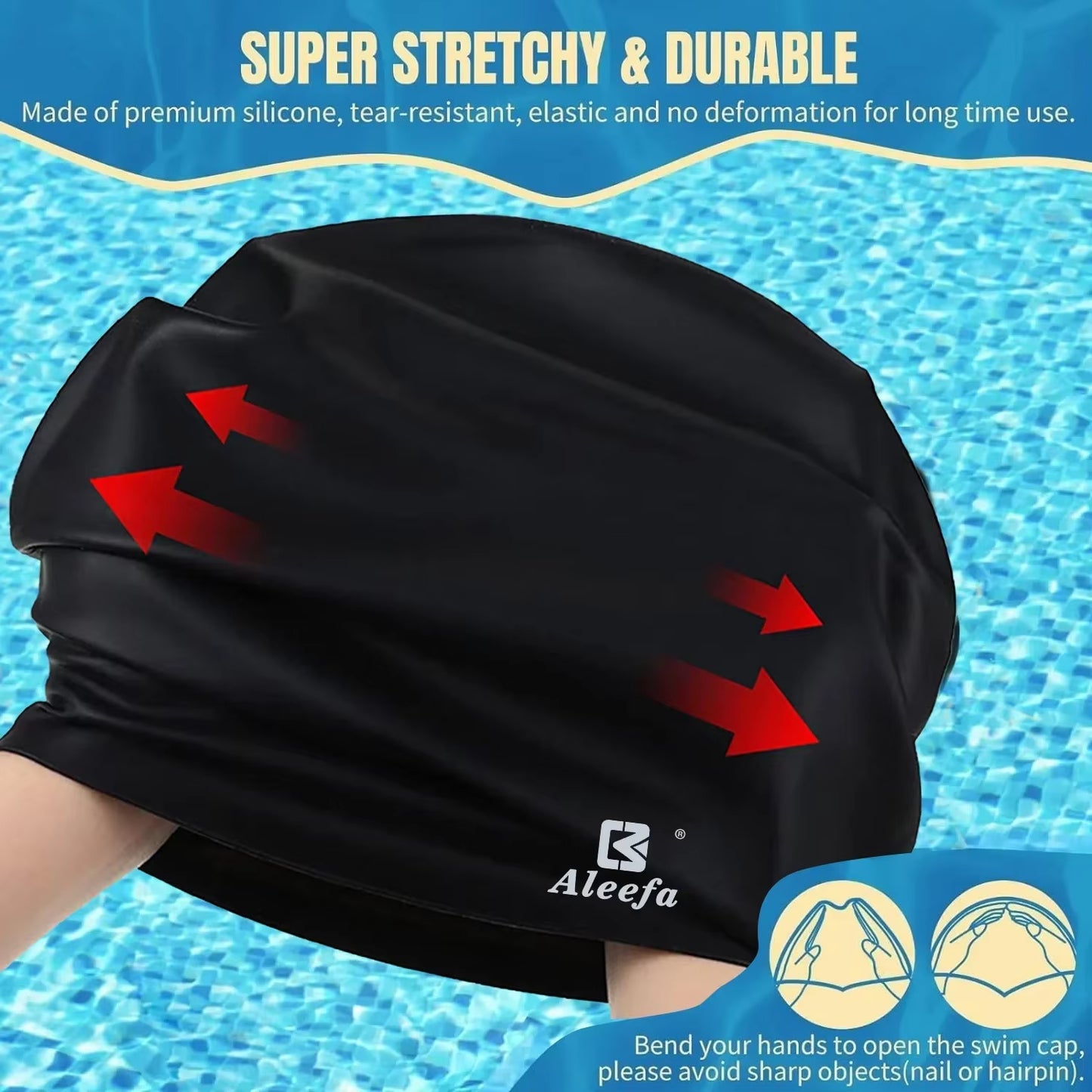 Extra Large Swim Cap for Women Long Hair Braids Dreadlocks, Silicone Bathing Swimming Caps, Weaves, Curls & Afros, Waterproof
