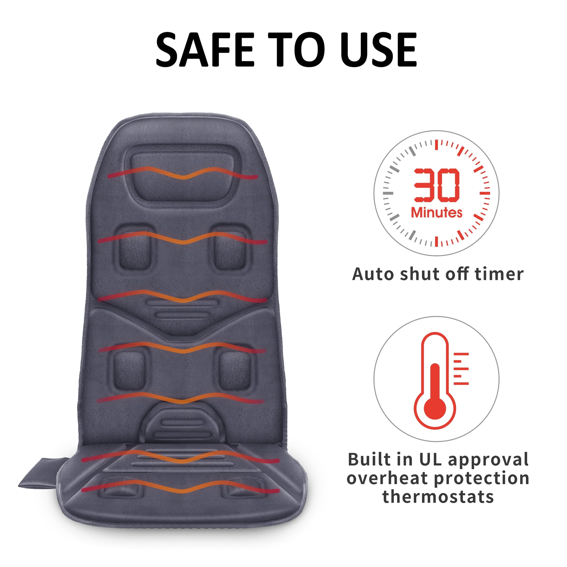 Vibration Massage Seat Cushion, 10 Motors Back Massager with Heat Chair Pad, Deep Gray