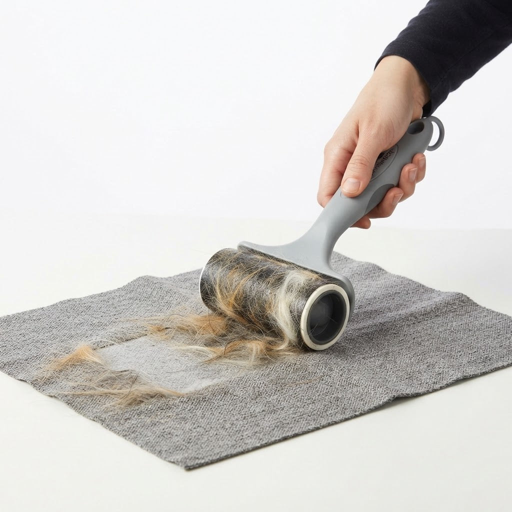 Reusable pet hair remover roller for furniture, clothing and car seats