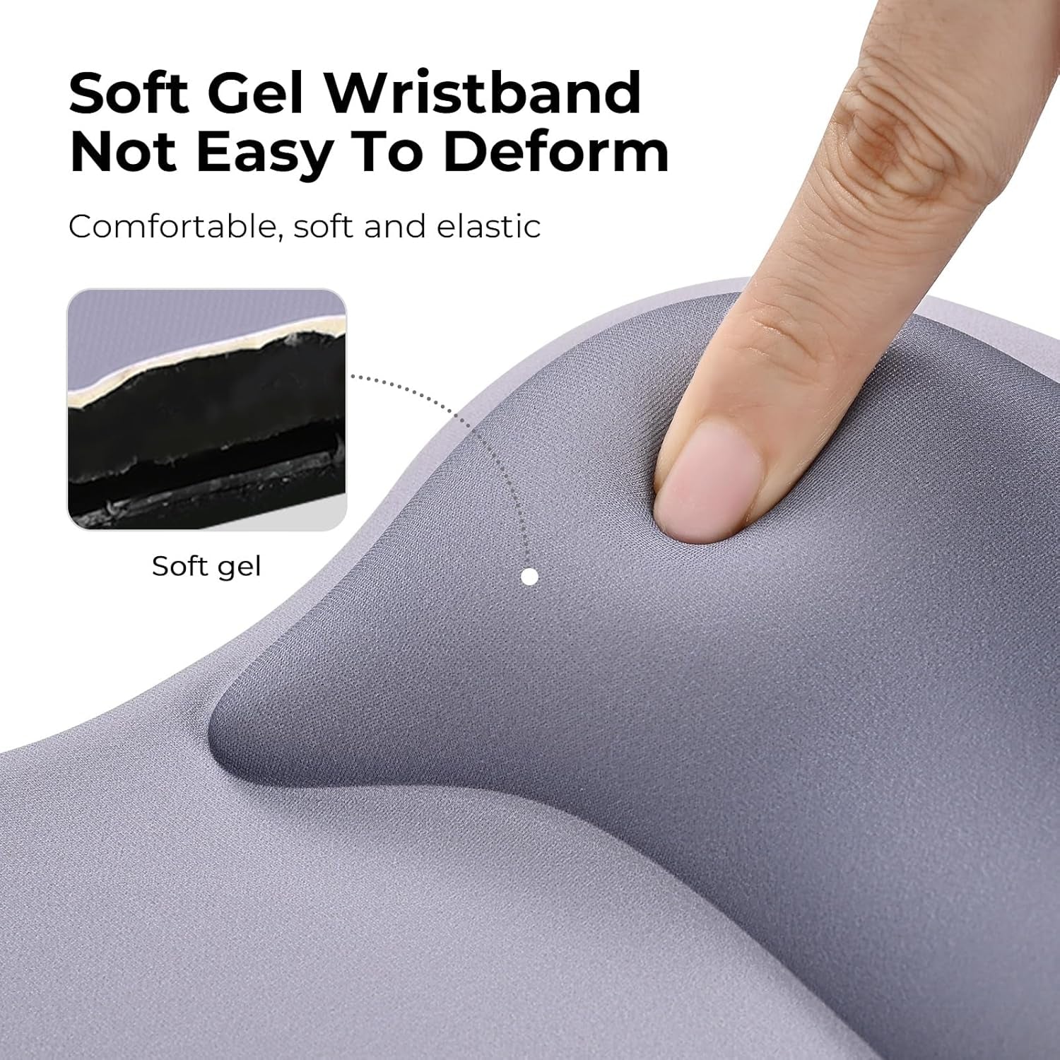 Ergonomic Mouse Pad with Gel Wrist Rest Support Middle Concave Design, Relieve Wrist Pain Mousepad, Non-Slip Base for Laptop, Computer, Office Desk Accessories, Carpal Tunnel Syndrome Grey