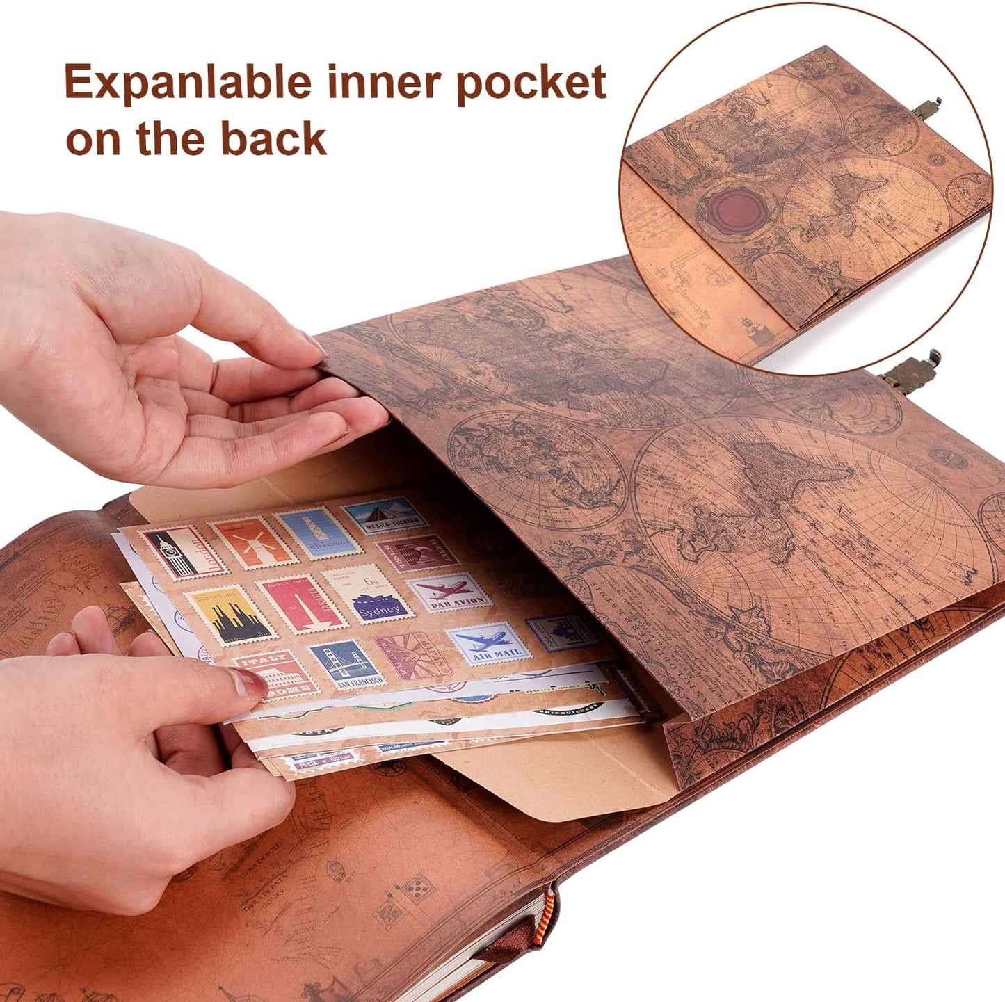 Our Adventure Book Scrapbook 180 Pages Photo Album, DIY Handmade Memory Travel Diary Photo Book Journal Scrapbook,Embossed Letter Leather Cover for Anniversary,Wedding