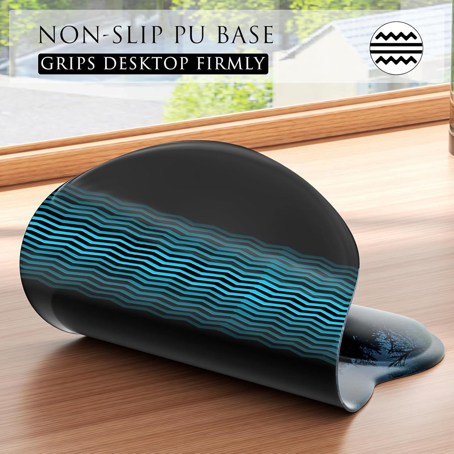 Ergonomic Mouse Pad with Gel Wrist Rest, 9.4 X 8.1 In, Cloud Forest | Ergonomic Shape Design, Multiple Pattern Options, Gel Wrist Comfort, Smooth Lycra Surface, Non-Slip PU Base