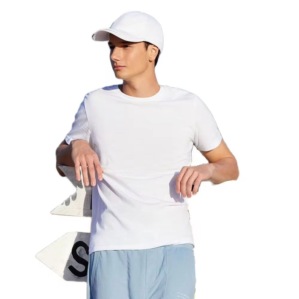 Summer Cotton T Shirts Men 2025 Simple O Neck Stretch Solid New Tops Clothing Casual Tshirt Man Streetwear Cool Tee Shirts